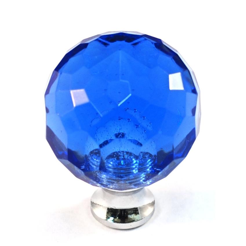Cal Crystal M30 BLUE Crystal Excel ROUND KNOB in Pewter